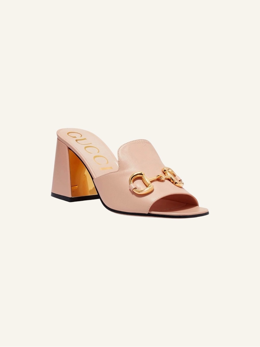 Gucci Horsebit Pink & Gold Leather Open-Toe Block Heel Slide Sandals EU 36 - Picture 8 of 15